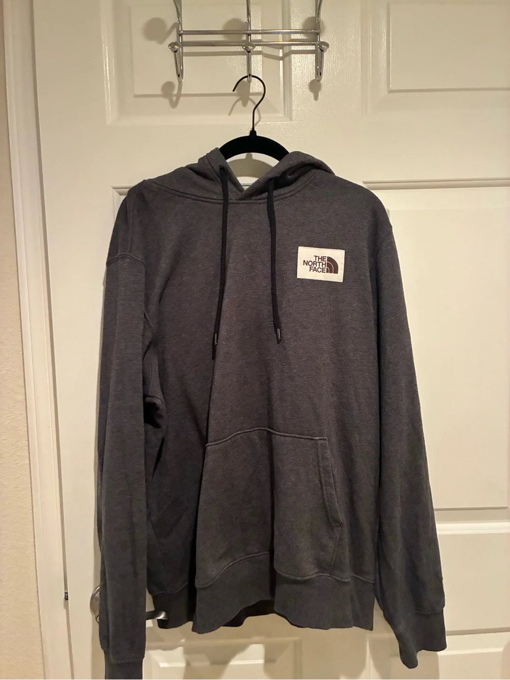 The North Face Charcoal Gray Pullover Hoodie with Logo Patch